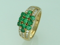 14k Yellow Gold Emerald and Diamond  ring, size 6, Bangkok, Thailand